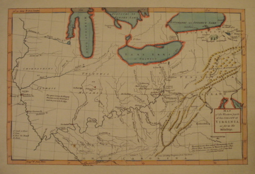 Map. Western Parts of the Colony of Virginia as Far as the Mississipi.