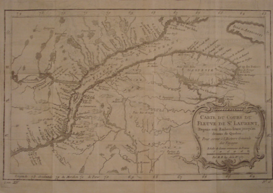 Map. Cartes de Cours de Fleuve de St. Laurent. Depuis son Embouchure jusqu'an dessus de Quebec. Pour servir a la Histoire Generale des Voyages.