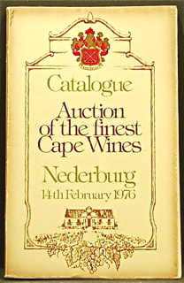 Auction of the Finest Cape Wines. Auction Catalogue.