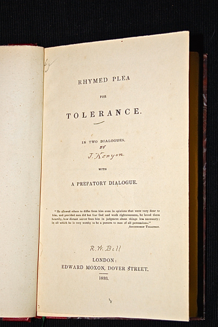 Rhymed Plea for Tolerance. In Two Dialogues with a Prefatory Dialogue.
