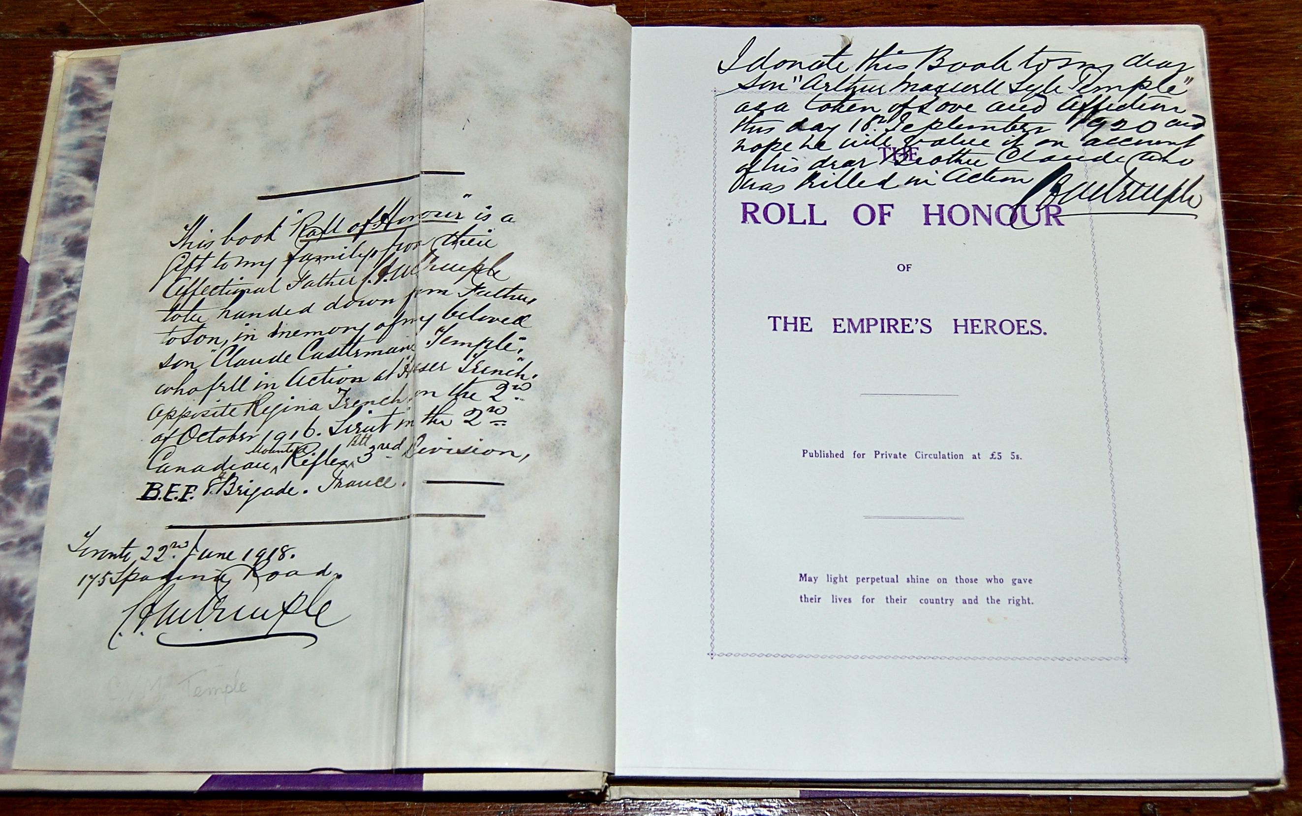 British Roll of Honour of the Empire’s Heroes.
